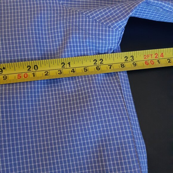 Tommy Hilfiger SZ 16 Reg Fit Blue & White Check Men's Button Up Shirt - Picture 8 of 10